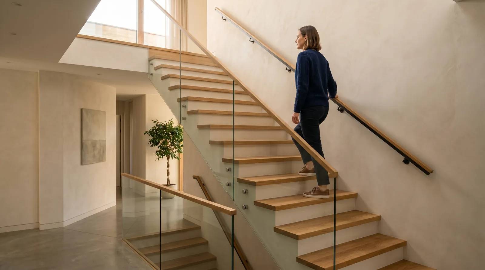 Escalera de proporciones cómodas y ergonómicas a escala humana · diseño César Serrano