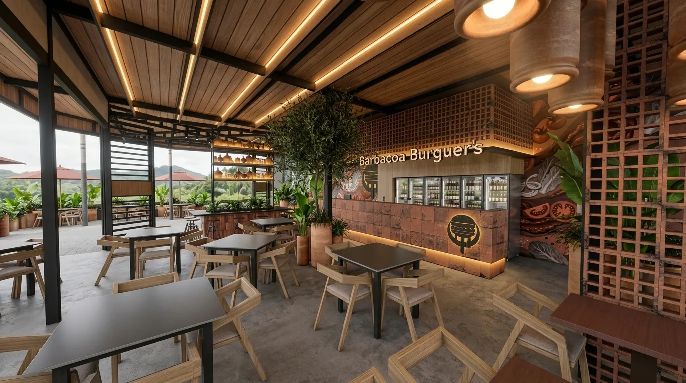 Barbacoa Burguer · Detalle del follaje denso del salón